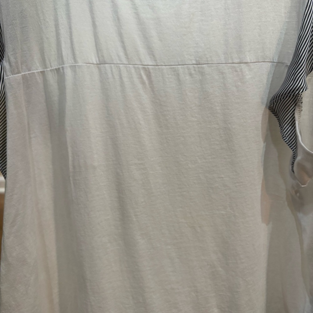 J. Crew Cream Sleeveless Top with Striped Ruffle at Hem Size M 100% cotton - Picture 4 of 8